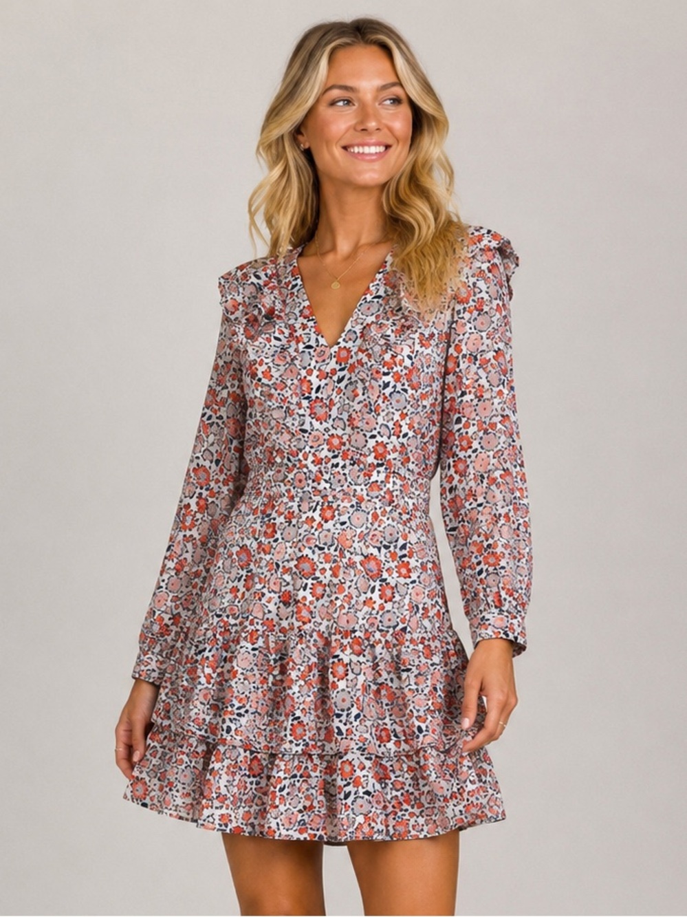 Vineyard Vines Ivy Floral Tiered Ruffle Dress Cotton Silk Size 10